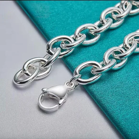 Sterling Silver 925 Chain bracelet with Heart Charm #1507 - Picture 5 of 7